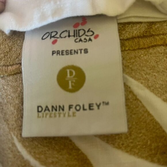 Orchids Casa By Dann Foley Queen Duvet Set Gold Feather Design 100% Linen - Picture 5 of 6